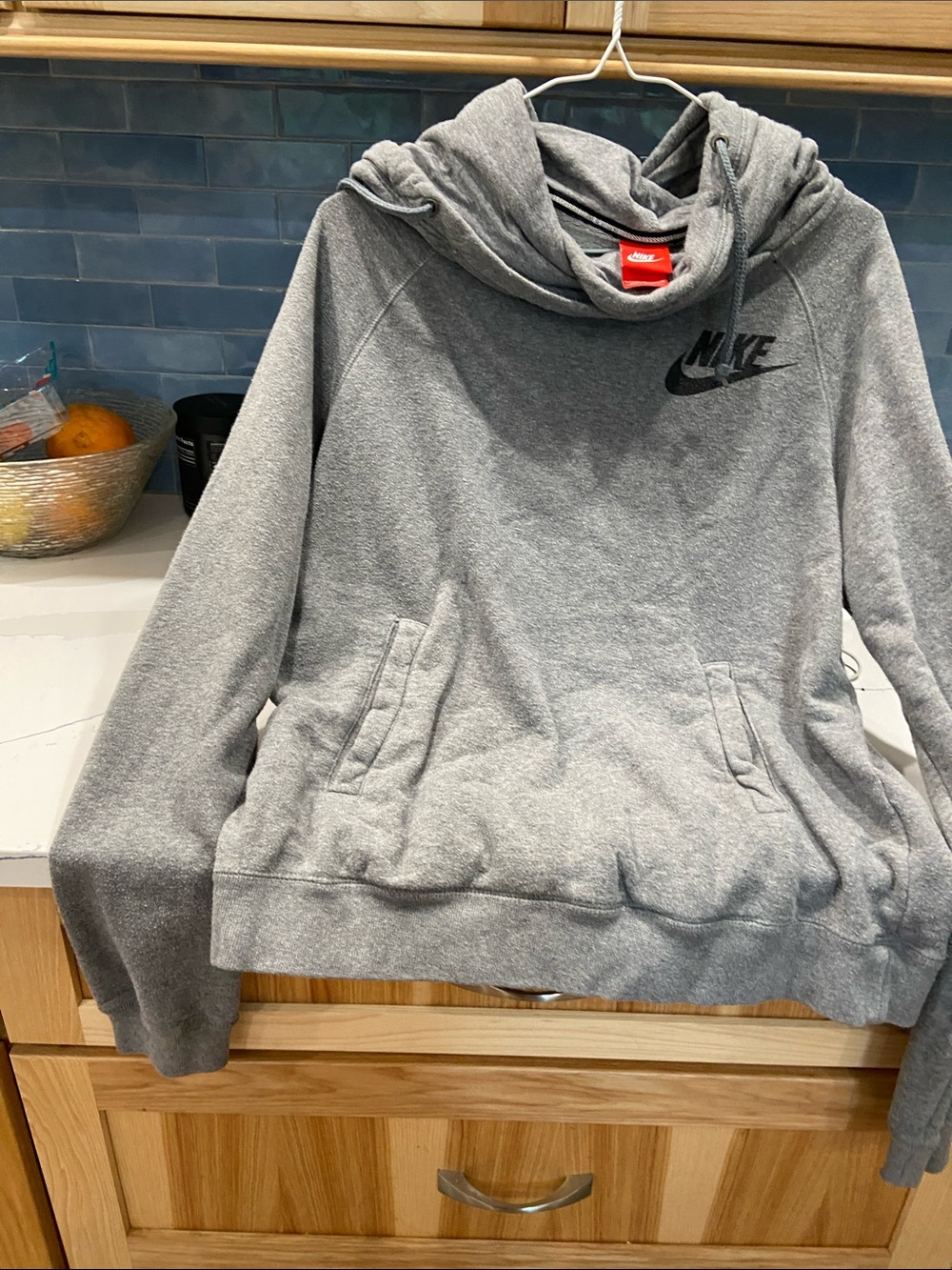 Nike Gray Hooded Pullover with Black Swoosh